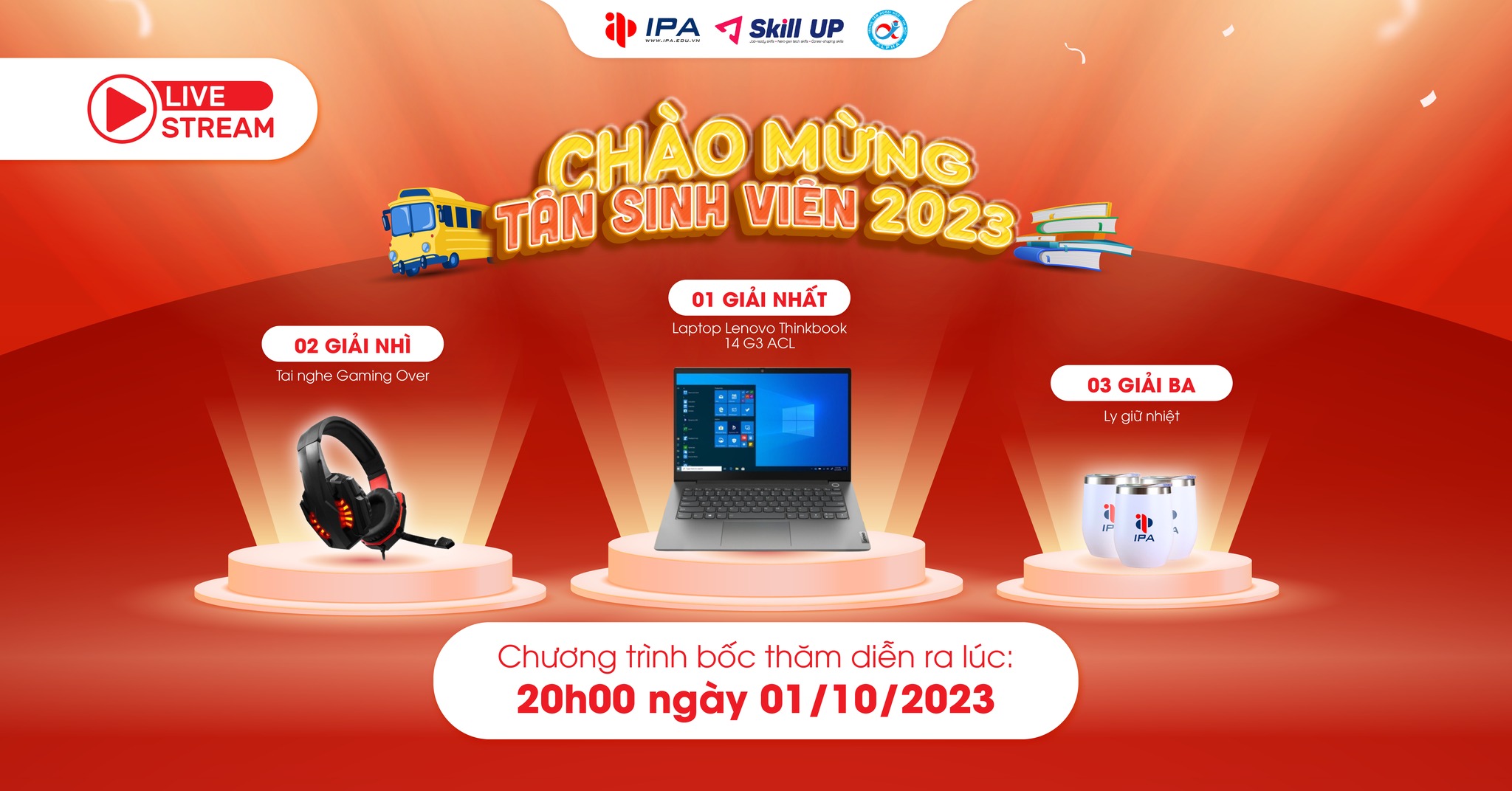 Những phần thưởng cực kì hấp dẫn đang chờ đón các Tân sinh viên tới nhận, IPA xin thông báo chương trình quay số bốc thăm trúng thưởng những tấm vé may mắn mà các bạn nhận được trong sự kiện nhập học Tân sinh viên vừa qua.